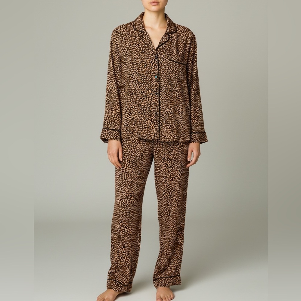 40 Winks‎ Orange Black Pajamas Sz M Pumpkin Halloween Witchy Fall Cheetah Goth